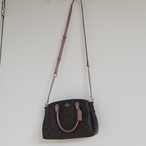 Coach logo leather handbag